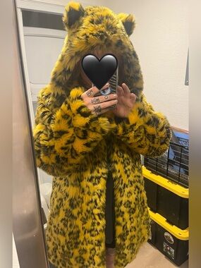 Spirit Hoods Festival Cheetah Coat with Hood and Ears Large